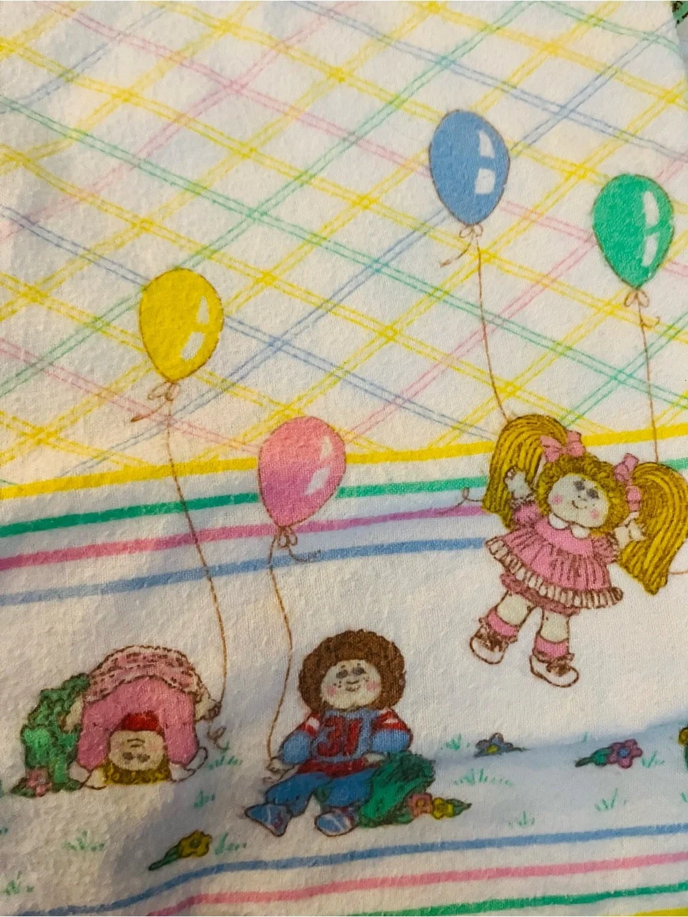 Vintage 1983 Cabbage Patch Kids Quilted Doll Diaper Bag & Receiving Blanket Set